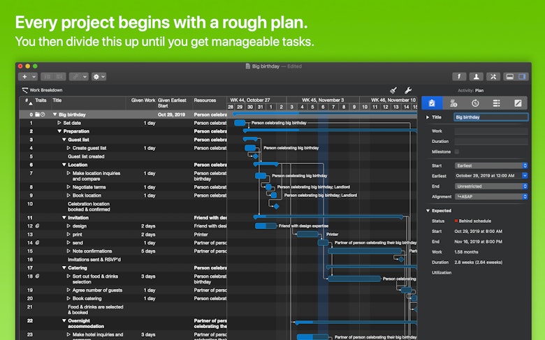 Every project begins with a rough plan. You then divide this up until you get manageable tasks.