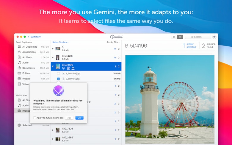 The more you use Gemini, the more it adapts tO you: It learns to select files the same way you do.