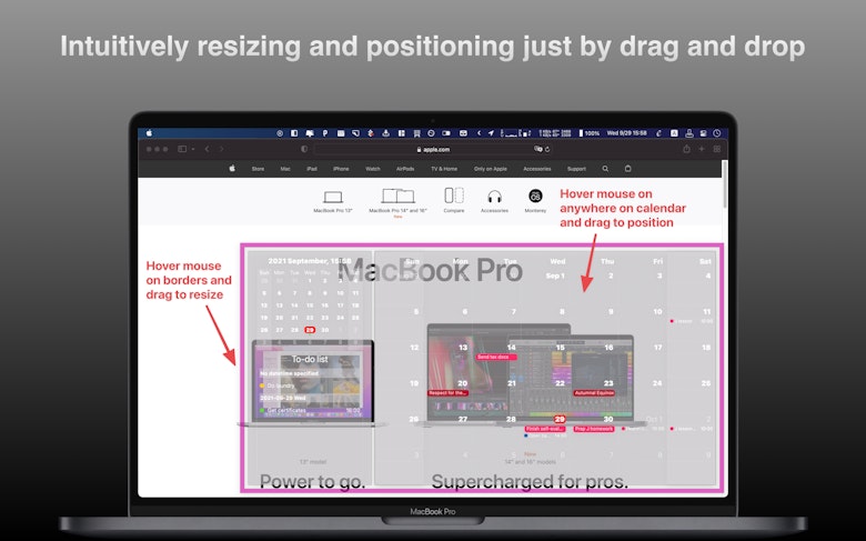 Intuitively resizing and positioning just by drag and drop