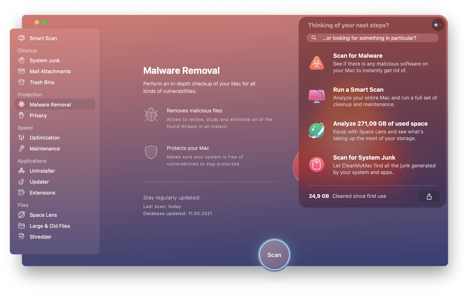 Remoção de malware do CleanMyMac