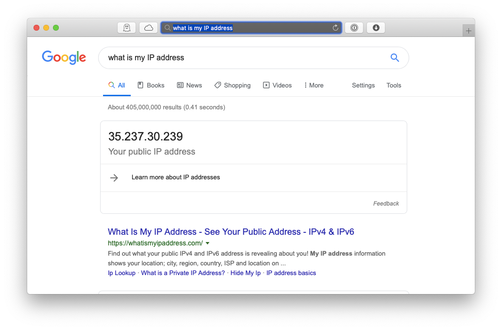 what is my IP address mac Google